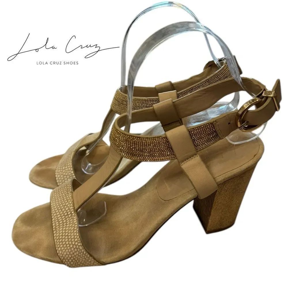 Lola Cruz Revolve Women's Cream Heeled Sandals 38